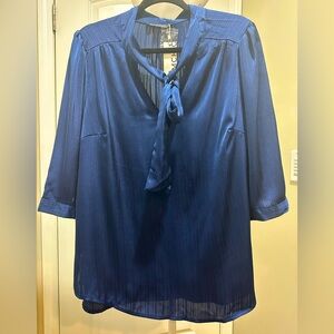 BloomChic Plus Size Plain Knot Neck Ruffle Sleeve Blouse